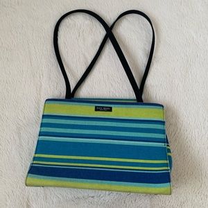 Kate Spade Blue and Green Striped Handbag
